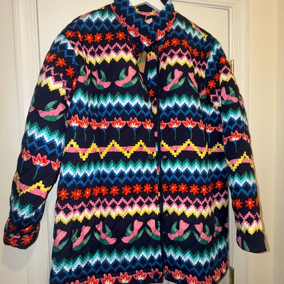Boden Navy Multicolor Quilted Floral Puffer Jacket - Picture 4 of 5